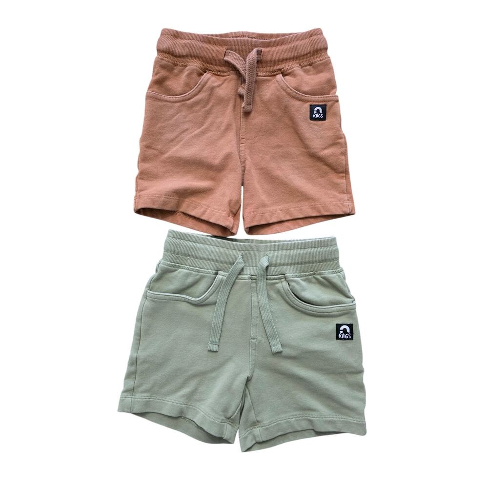 Rags to Raches Essential Shorts Bundle Brown and Green Size 2T